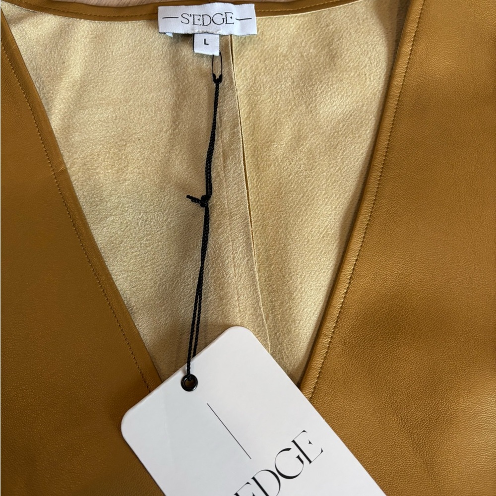 Satin Gold Ruffle Dress - Picture 4 of 6